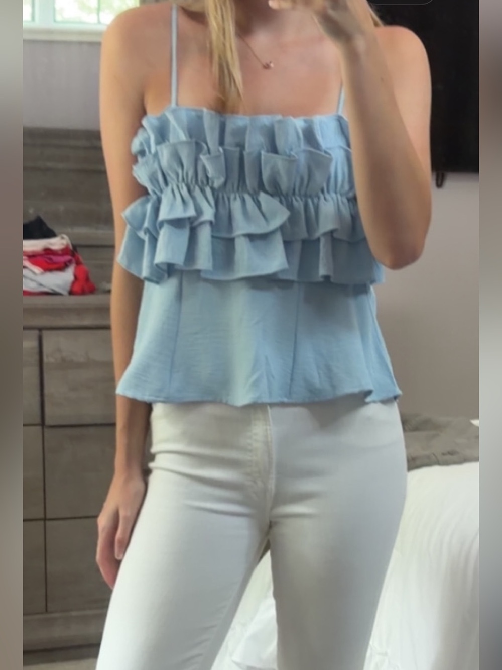 Blue Ruffle Top